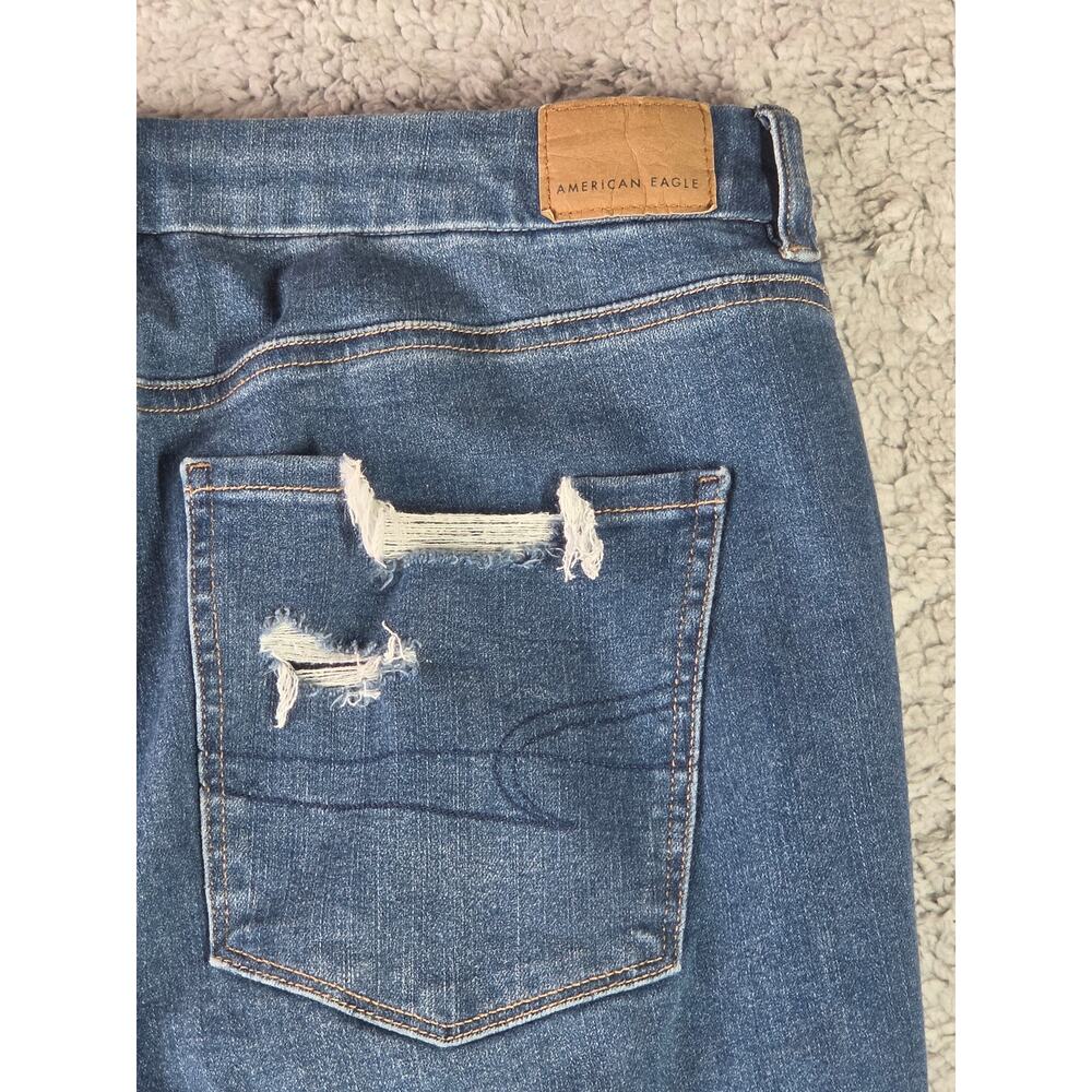 American Eagle Curvy Hi Rise Jegging Crop Jeans Raw Chewed Distressed 14 Long - Picture 10 of 14